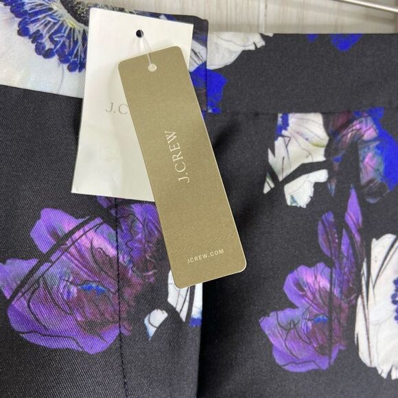 J.Crew Floral Patio Pants Cropped Black Blue Purple Size 0 NWT - Picture 3 of 5